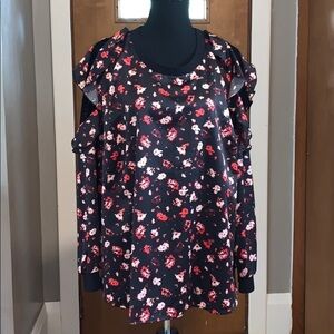 Lane Bryant black blouse with flowers and lace!